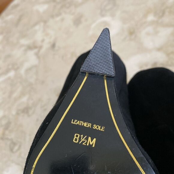 CHARLES JOURDAN Paris Eddie Black Suede Sculpted Wedge Heels 8 1/2 M - Picture 12 of 12